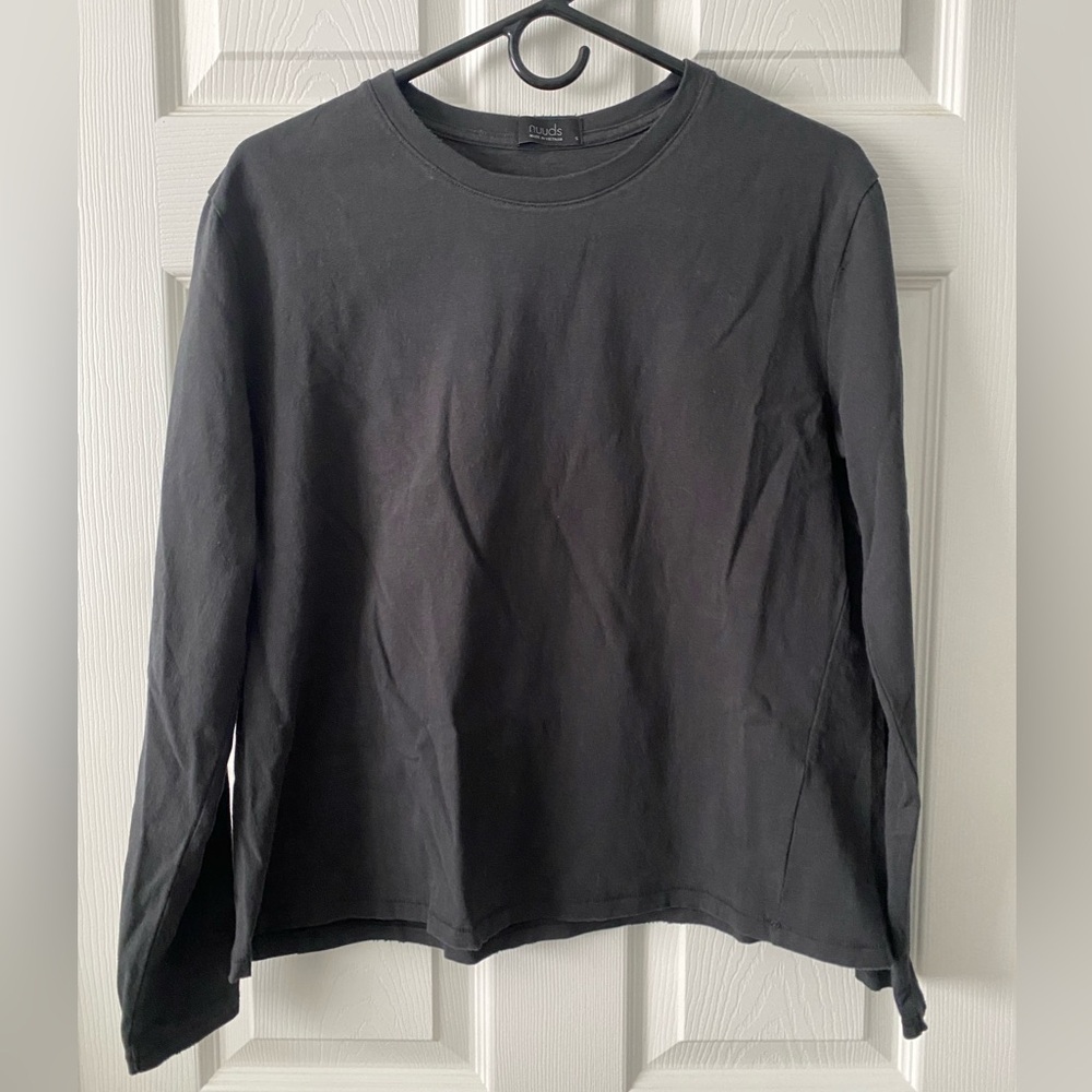 Nuuds Black Vintage Cotton Long Sleeve Everyday T-Shirt